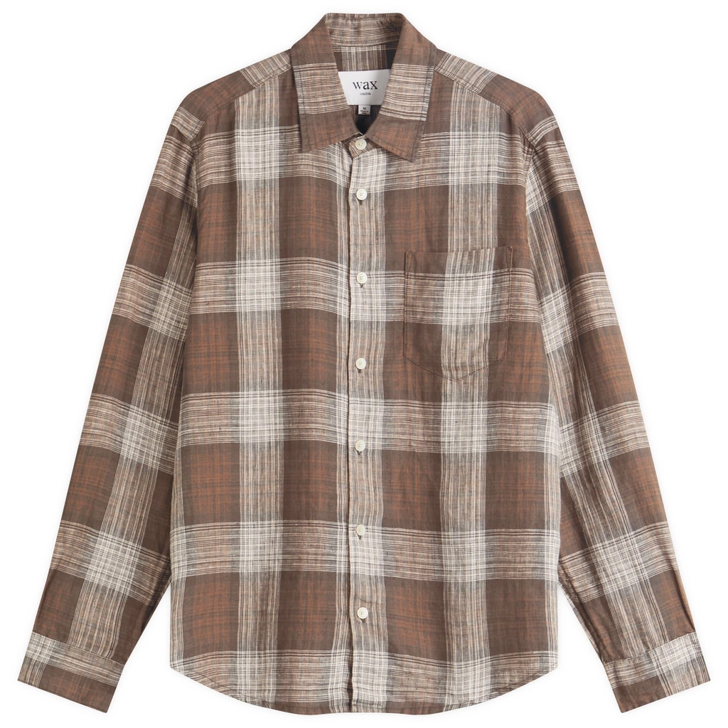 Wax London Men's Jaunt Linen Check Shirt Brown